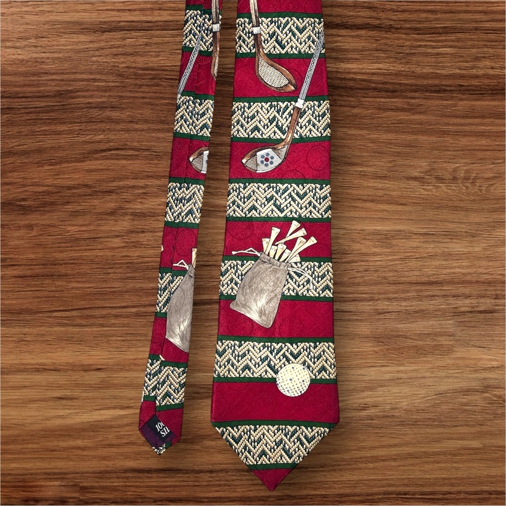 Evan Picone 58” Sport Tie. Golf Theme. 100% Silk